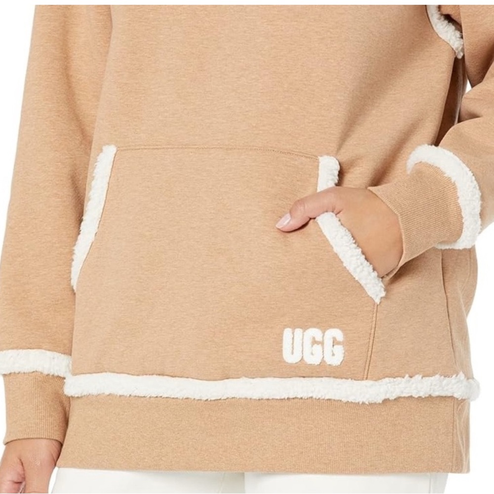 UGG Joanne Bonded Fleece Hoodie Tan and White Super Warm